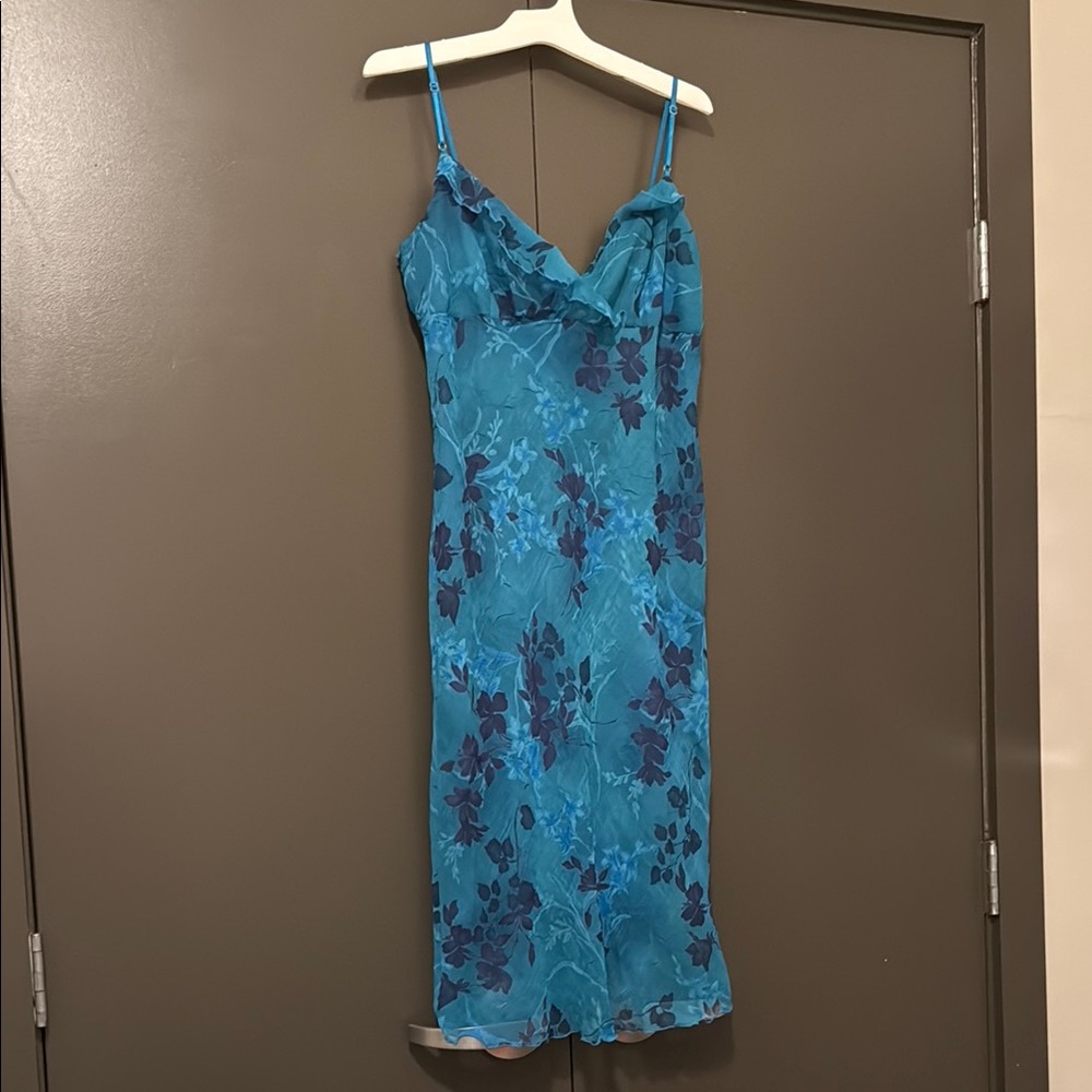 Vintage 90s Blue Midi Sun Dress